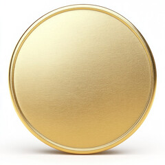 Gold coin on white background, shimmering with intricate details and a raised portrait of a historical figure, casting a rich glow under soft studio lighting.