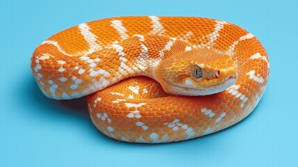 Obraz premium Vibrant Orange and White Snake on Blue Background