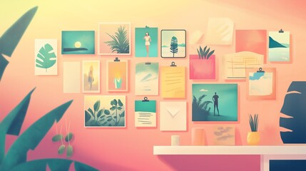 Vision board with self-improvement goals such as fitness, learning, and mindfulness, featuring the quote 'Strive for Better' on a gradient background.