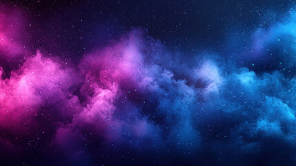 Obraz premium Vibrant pink and blue nebula clouds in starry night sky, ideal for cosmic backgrounds