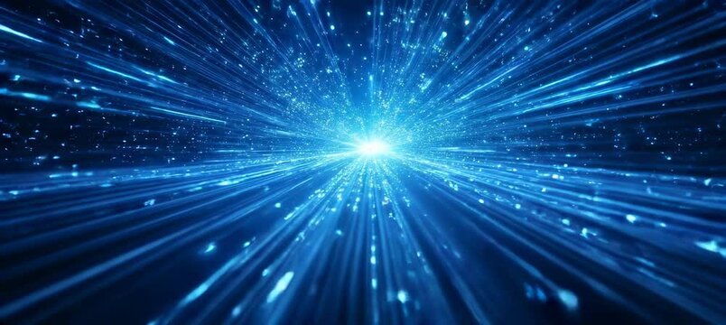 Blue light speed spark teleport. Space warp time future travel. Cyberspace virtual world. Generative AI technology.	
