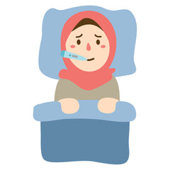 Kid Having Fever on Bed