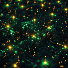 Fototapeta premium Glowing circuit board data flow, tech background for digital visualization