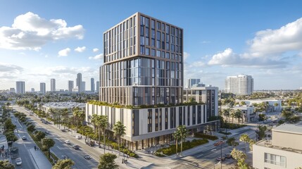 Fototapeta premium A vibrant composition of vegan tacos with black beans, avocado, and salsa, garnished with fresh cilantro, arranged on a wooden board with room for text.