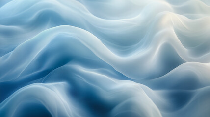 Fototapeta premium Flowing blue silk fabric with soft waves and ethereal texture