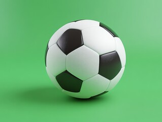 A vibrant soccer ball on green background.