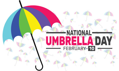 February is National Umbrella Day   background template. Perfect for banners, cards, posters, and  social media .
Vector design with text inscription and classic color for a professional look