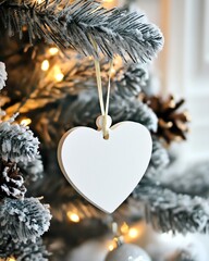 Decorative heart ornament on a Christmas tree.