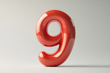 a bold red number 9 in 3D	