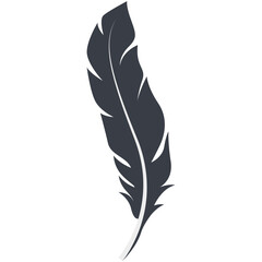 Obraz premium Bird Feather Black Silhouette Isolated on White Background. Vector Illustration