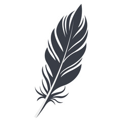 Obraz premium Bird Feather Black Silhouette Isolated on White Background. Vector Illustration