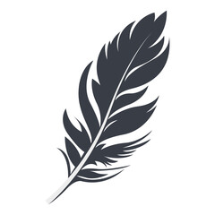 Fototapeta premium Bird Feather Black Silhouette Isolated on White Background. Vector Illustration