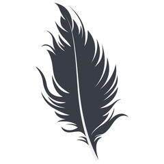 Obraz premium Bird Feather Black Silhouette Isolated on White Background. Vector Illustration