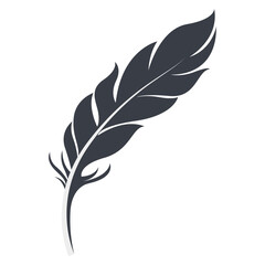 Obraz premium Bird Feather Black Silhouette Isolated on White Background. Vector Illustration