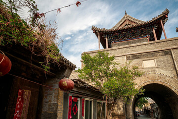 Architecture of Shanxi merchants in Ming and Qing dynasties in Baozili Scenic Area, Zhangjiakou...