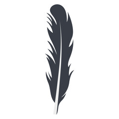 Obraz premium Bird Feather Black Silhouette Isolated on White Background. Vector Illustration