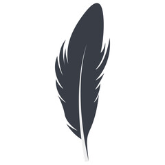 Obraz premium Bird Feather Black Silhouette Isolated on White Background. Vector Illustration