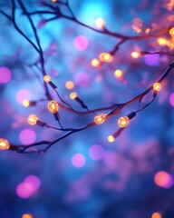 Festive lights illuminating a dreamy background.