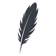 Obraz premium Bird Feather Black Silhouette Isolated on White Background. Vector Illustration