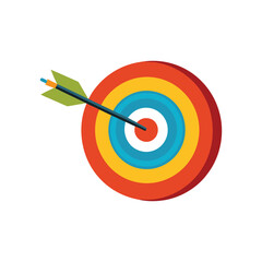 an arrow striking the bullseye of a colorful arche.eps