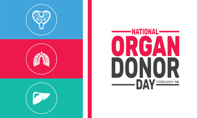 february is National Organ Donor day background template. Perfect for banners, cards, posters, social media.
Vector design with text inscription and classic color for a professional look