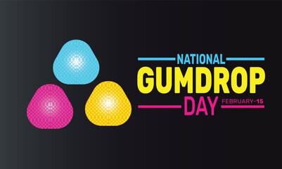 February is  National Gumdrop Day background template. Perfect for banners, cards, posters, social media.
Vector design with text inscription and classic color for a professional look