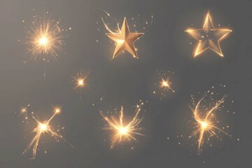 Obraz premium Set of colorful stars on dark background Vector 