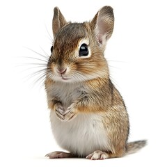 Fototapeta premium Cute chipmunk sitting, white background, pet, wildlife.