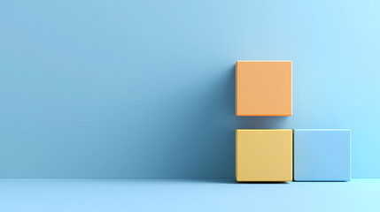 Geometric cube composition on a blue background