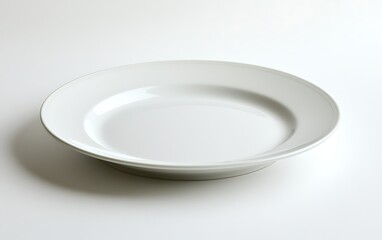 White plate on white background, food preparation.