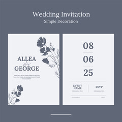 wedding invitation template with minimalist geometric shape in beautifull color
