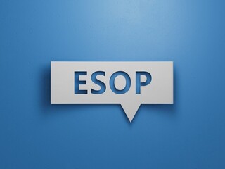 esop sign on the Speech Bubble.Minimalist Abstract Design With White Cut Out Paper.3D rendering on blue background.