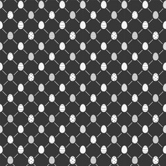 Easter Pattern with Easter Eggs and Lines. Beautiful Seamless Background. Modern Happy Easter Design. Vector illustration in Black, White