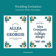 Fototapeta premium wedding invitation template with minimalist geometric shape in beautifull color