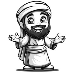 Obraz premium Smiling Cartoon Muslim Man