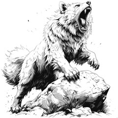 Obraz premium Majestic Wolf on a Rock