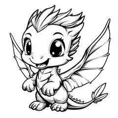 Obraz premium Adorable Baby Dragon Line Art