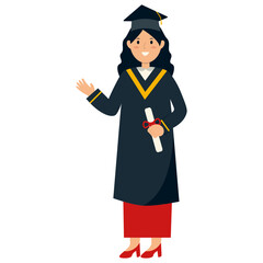 Person Graduation From University Character. Person Get Diploma Certificate. Vector Cartoon Illustration