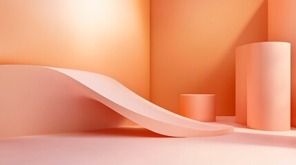 Abstract Peach Colored Geometric Shapes Minimalist Design