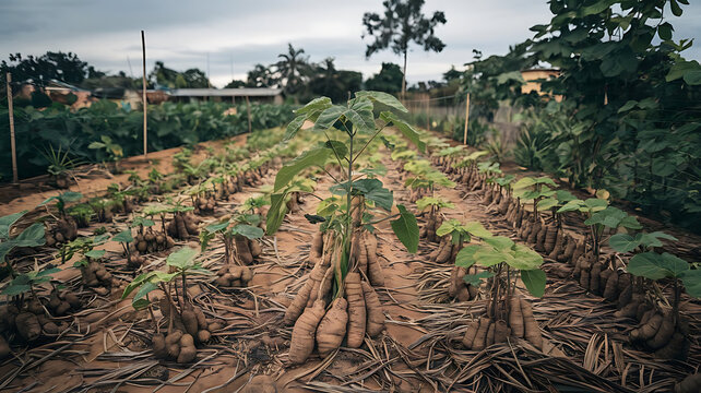  Cassava plantation fields grow seedling tree