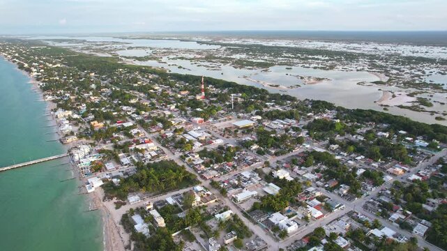 Aerial view of Chuburna port, Yucatan