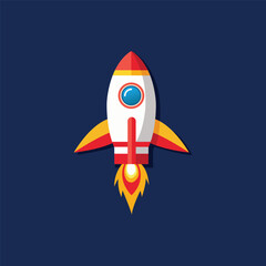 Rocket icon with blue background.eps