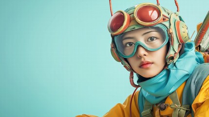 Fototapeta premium Young Woman in Colorful Adventure Gear