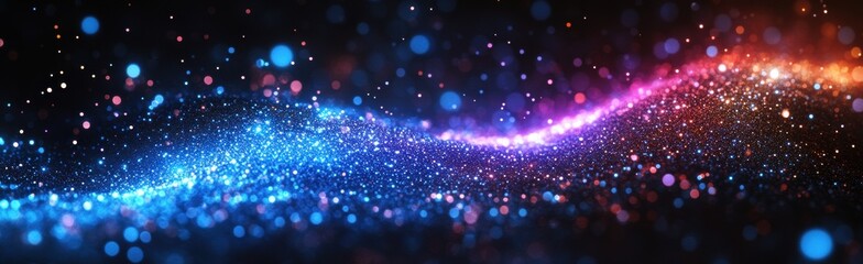 Fototapeta premium A colorful, swirling line of glittery dots