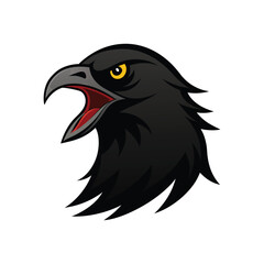 Fototapeta premium screaming black crow on a white background.eps