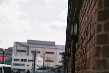 Fototapeta premium [KOBE]Remains of a fashionable brick warehouse in Kobe's port area, Kobe brick warehouse, Japan