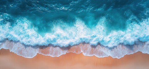 Fototapeta premium The ocean is calm and peaceful, with gentle waves lapping at the shore