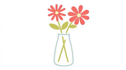 A simple illustration of a vase with two flowers, symbolizing beauty and nature.