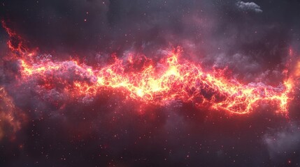 Obraz premium Bright Fiery Lightning in Cosmic Space Unveils Vast Celestial Beauty