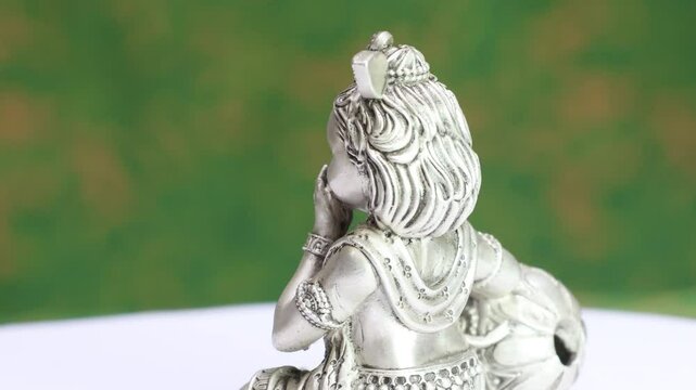 Laddoo Gopal Krishna Solid Idol. Thakur Ji Kanha ji or Krishna ji. 925 Silver Indian Deity Idol High Detail Finish for Pooja and Home Decor. Hindu Religions. God Idol. Little Baby Krishna.